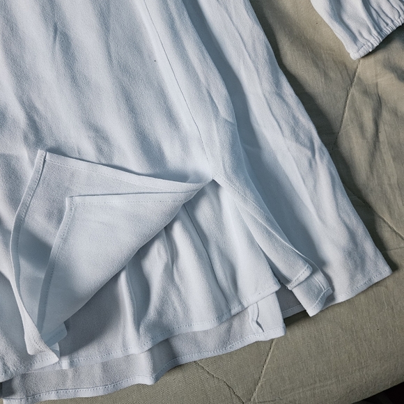 WILFRED Novella Dress Light Blue Ice Puff Sleeve Mini Size 6 Aritzia - Picture 7 of 13